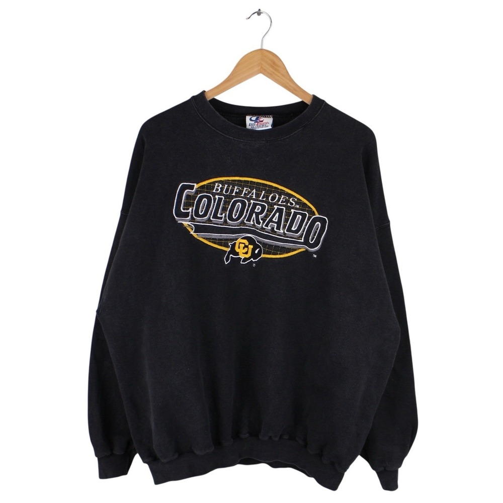 Vintage Colorado Buffaloes Crewneck Sweatshirt Logo Athletic Black 90s Size XL
